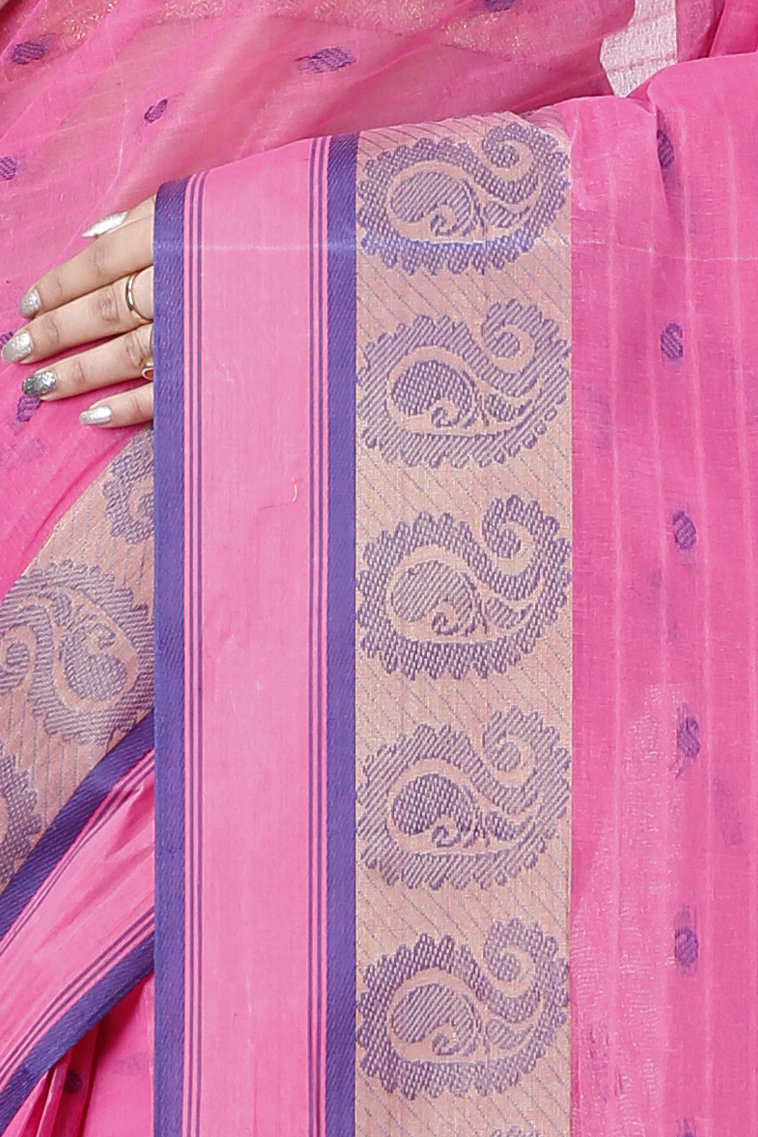 Pink Pure Cotton Kolka_Guti Tant Saree (5133)